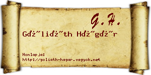 Góliáth Hágár névjegykártya